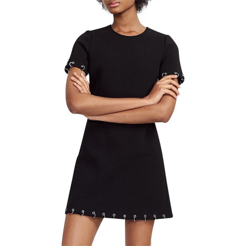 MAJE Black Dress with Piercings Neoprene